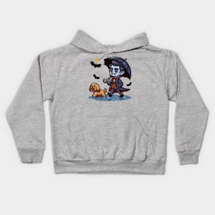 Vampire walking his cocker spaniel Kids Hoodie